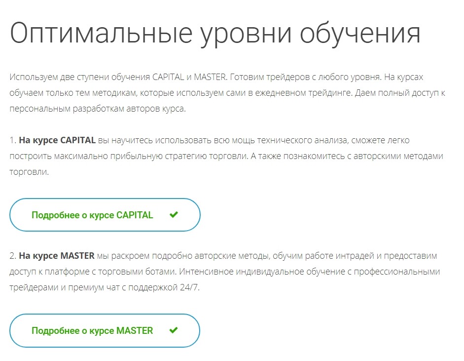 Уровни обучения в Crypto Maximum