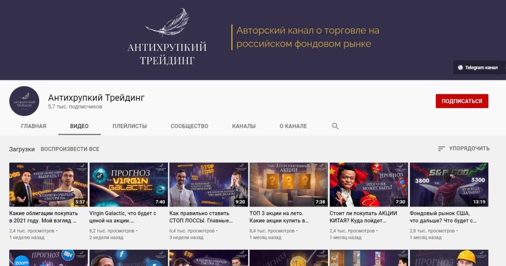 Ютуб-канал проекта Антихрупкий трейдинг