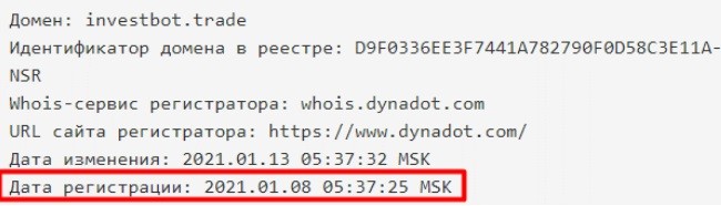 Регистрация домена InvestBot – Automatic Trading