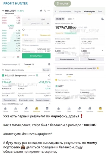 Результаты марафона в PROFIT HUNTER