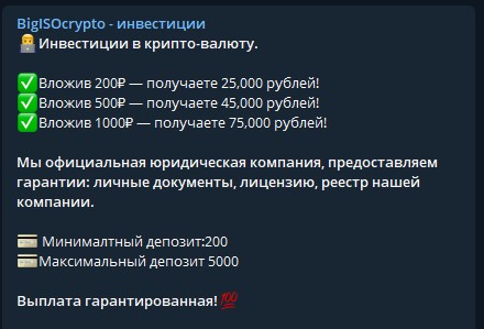 Телеграмм каанл BigISOcrypto