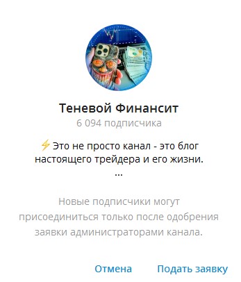 Телеграмм канал Теневой Финансист