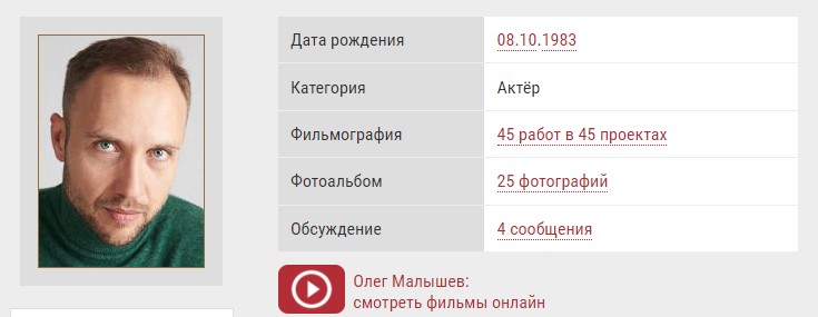 российский актер - Олег Малышев