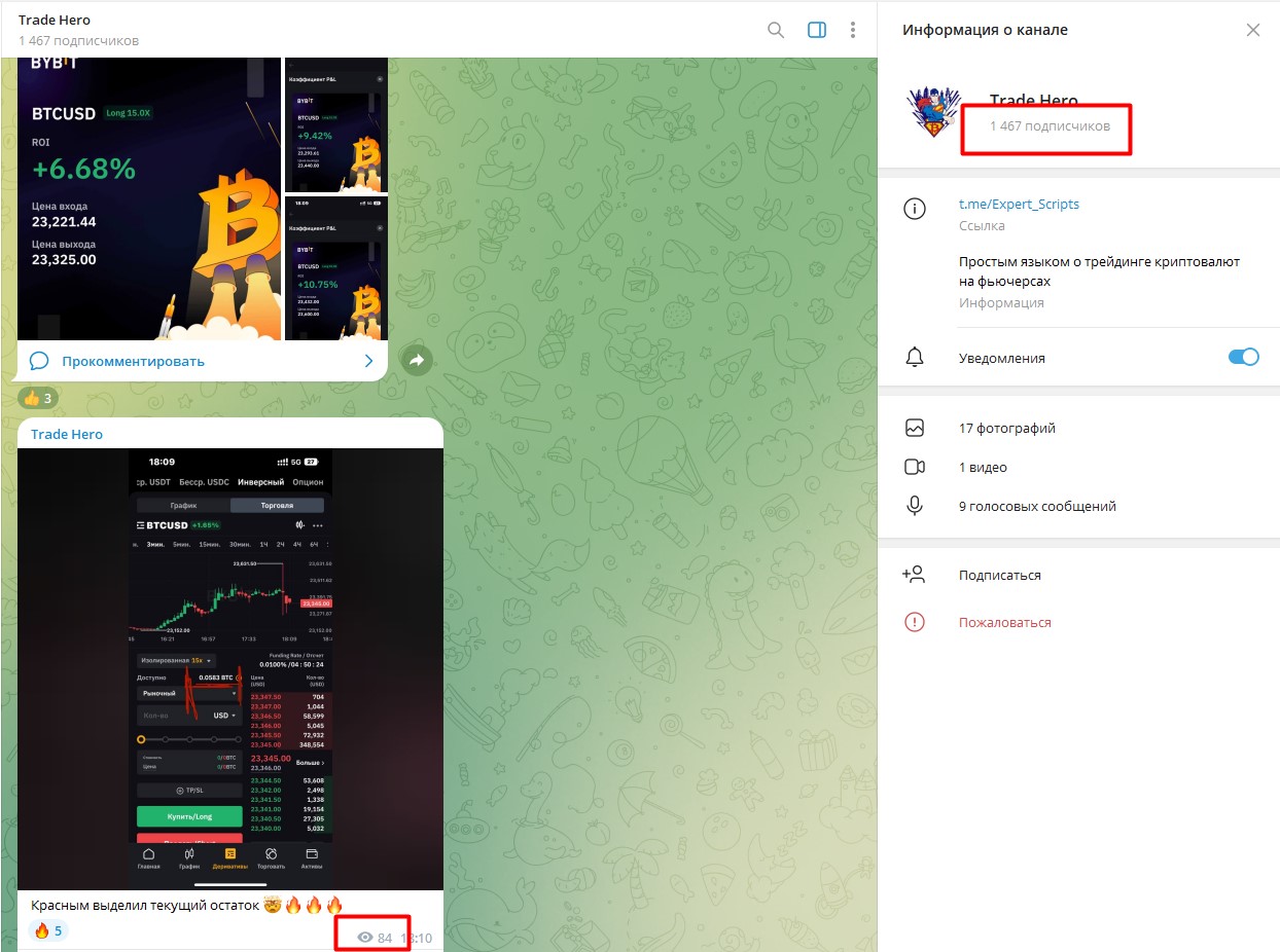 Основная информация о канале Trade Hero