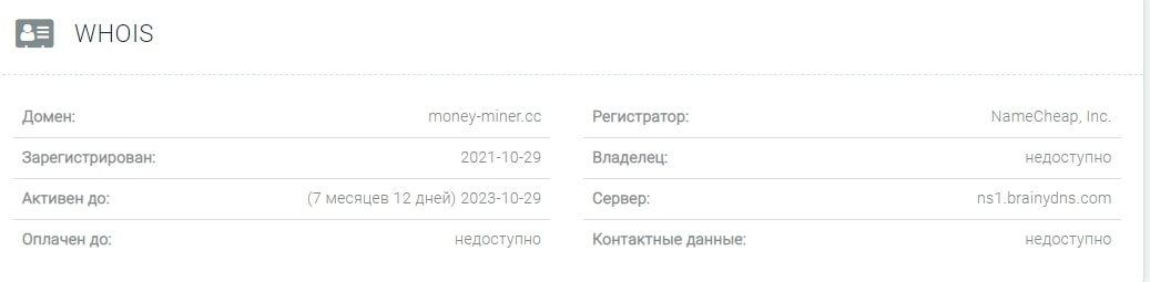 Money Miner данные сайта